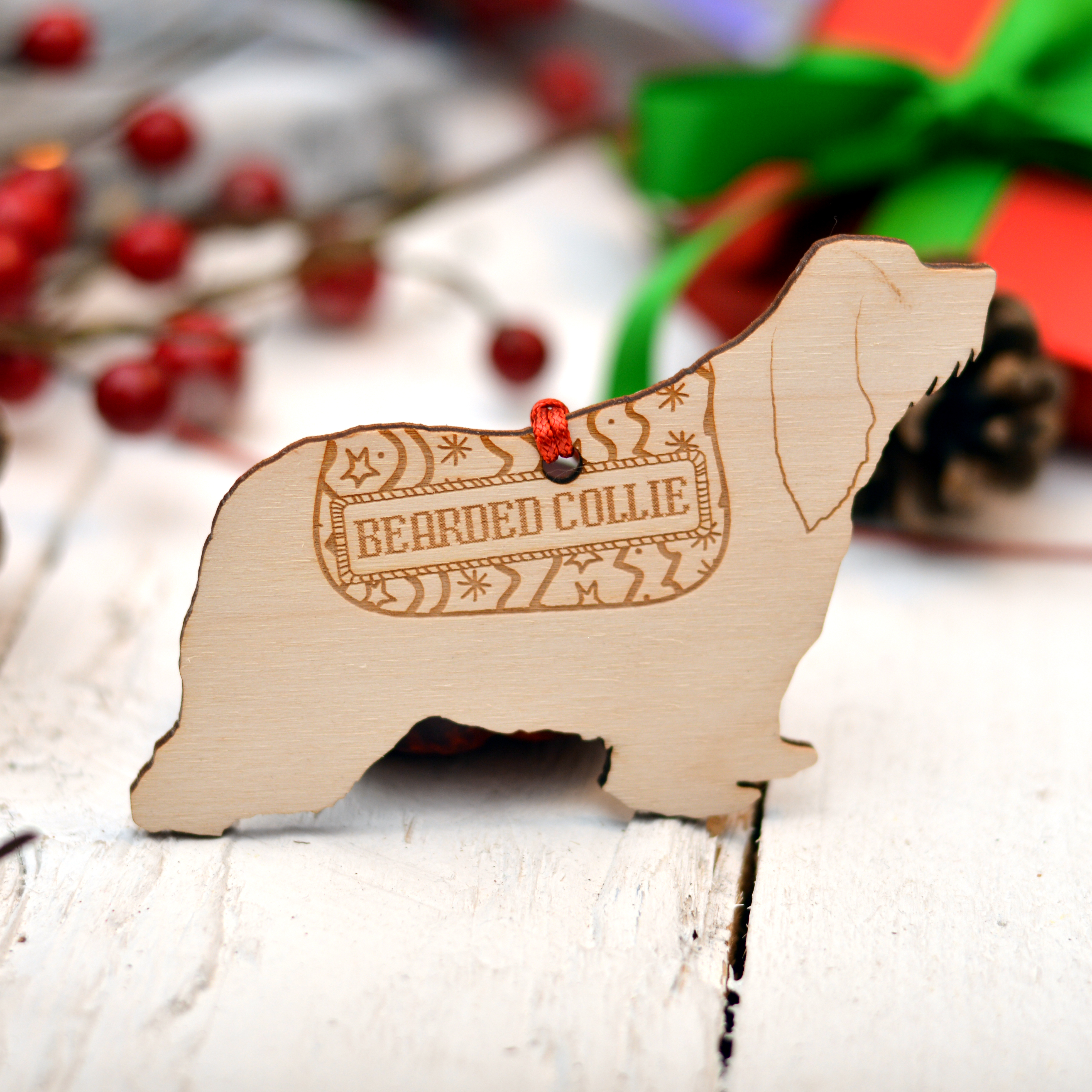 Personalised Bearded Collie Decoration