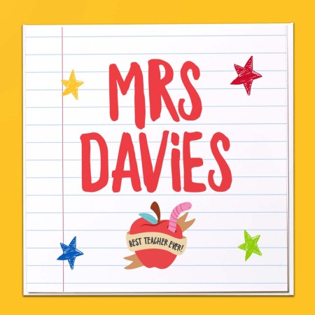 Personalised Teacher Name - Best teacher apple Card