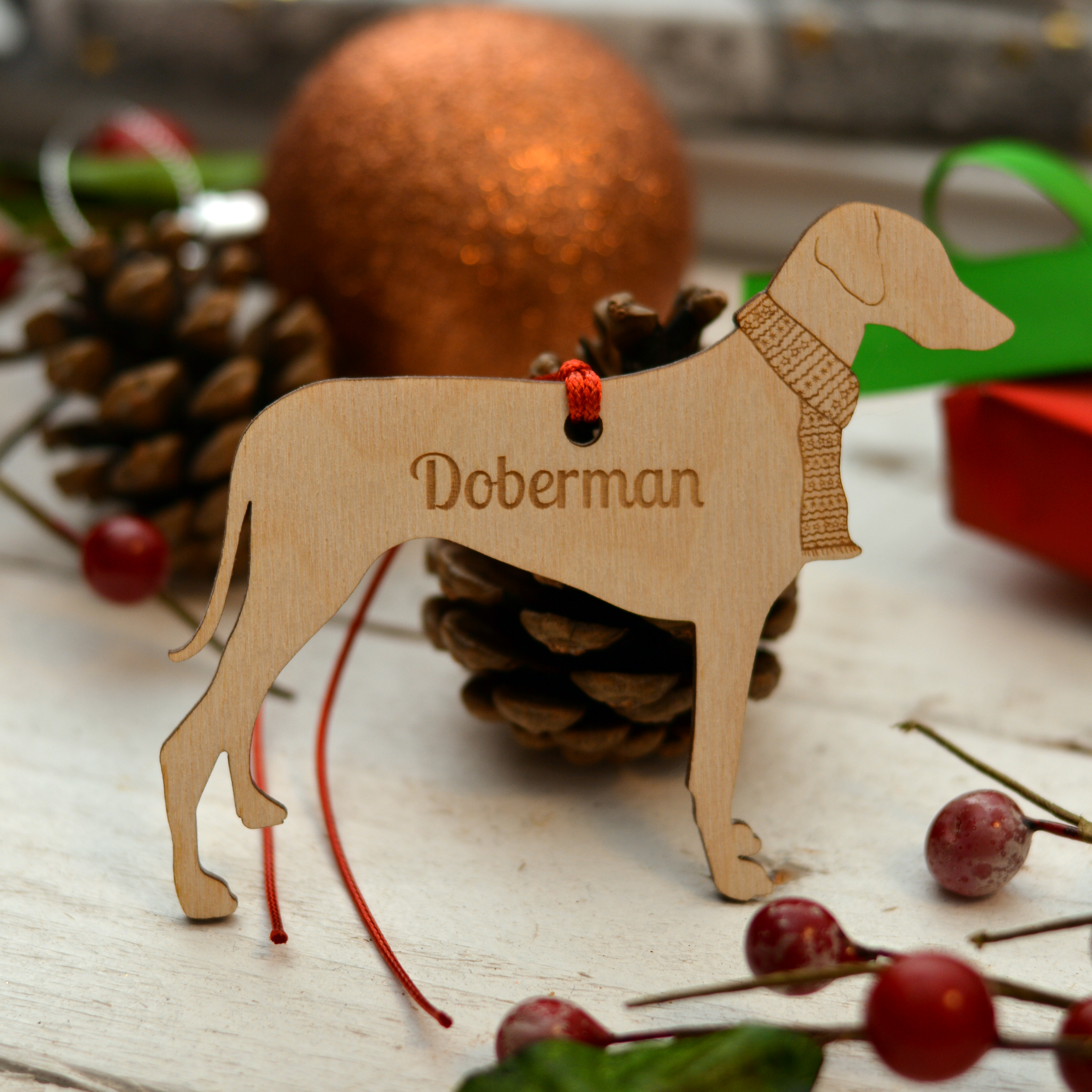 Personalised Doberman Dog Decoration - Long Tail