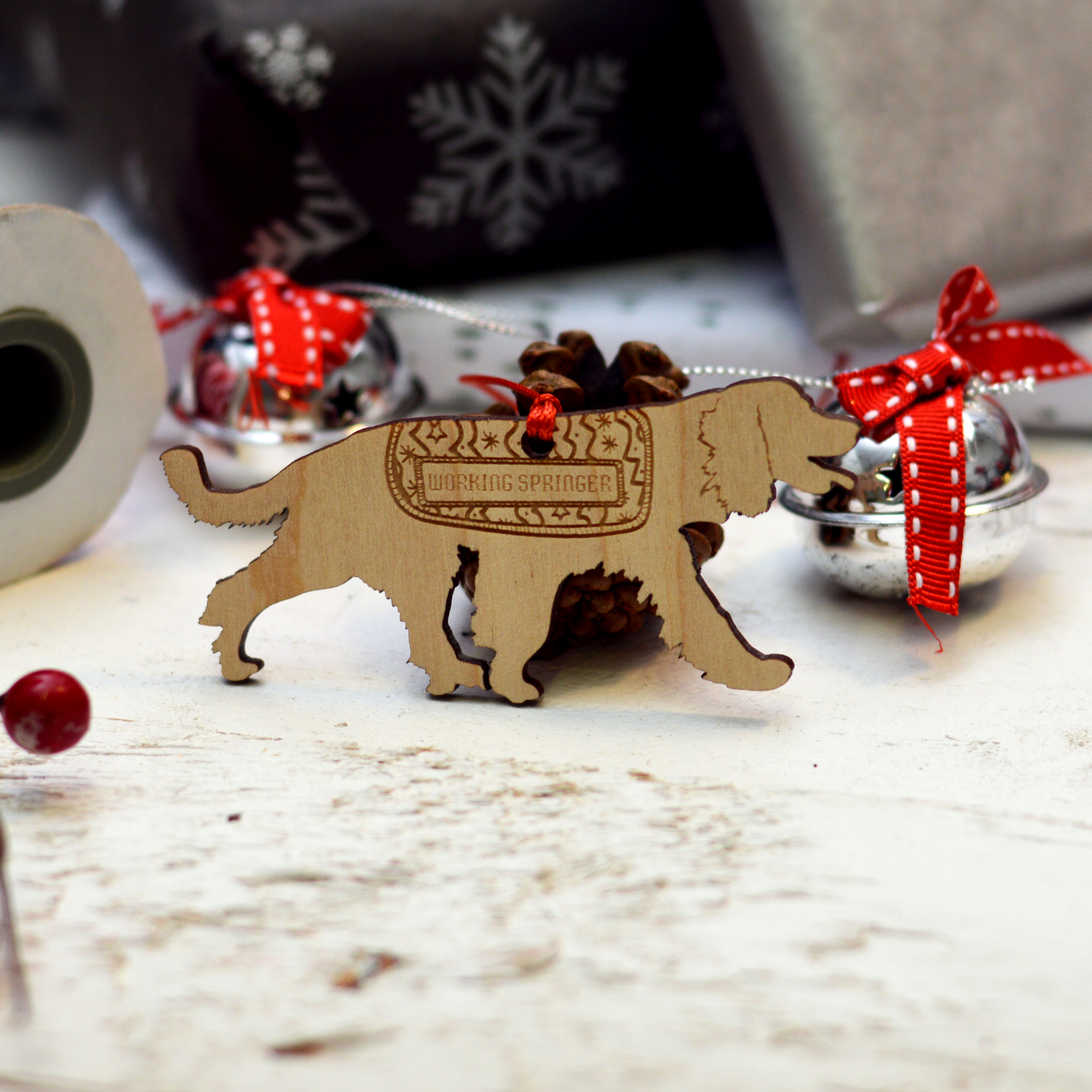 Personalised Working Springer Spaniel Decoration - Long Tail