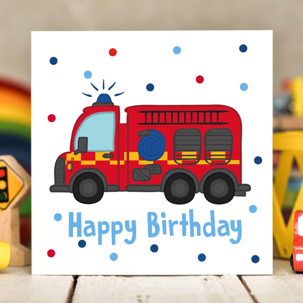 Fire Engine Birthday Card