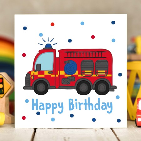 Fire Engine Birthday Card