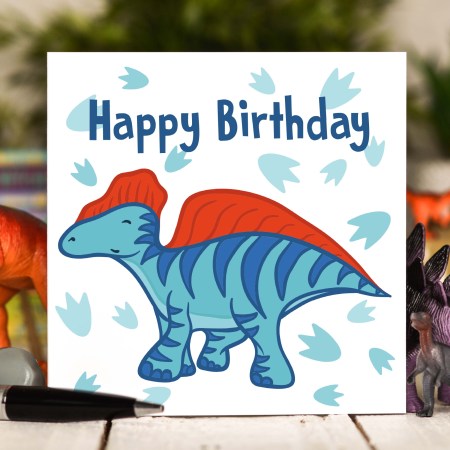 Blue Dinosaur Birthday Card