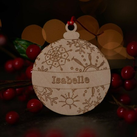 Personalised Snowflake Bauble Wooden Decoration