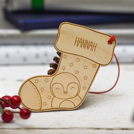 Personalised Penguin stocking Decoration