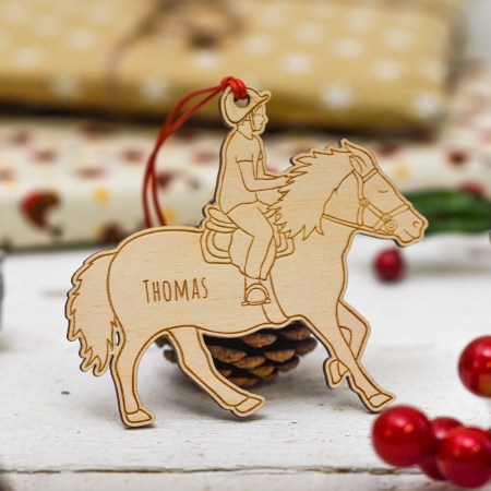 Personalised Horse Riding Boy Decoration