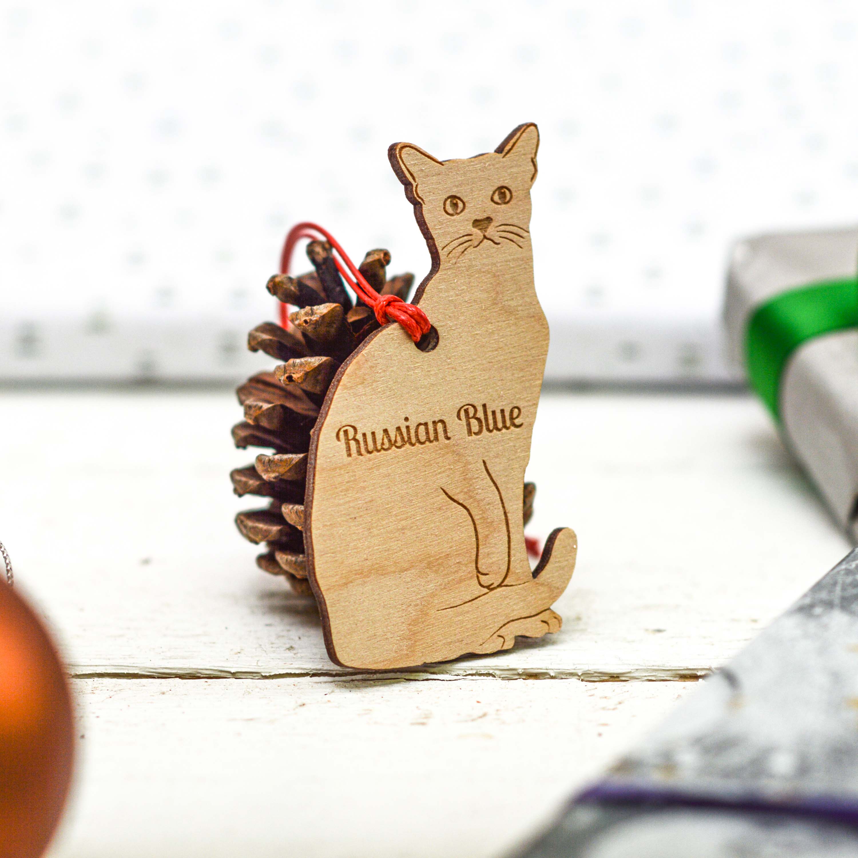 Personalised Russian Blue Cat Decoration