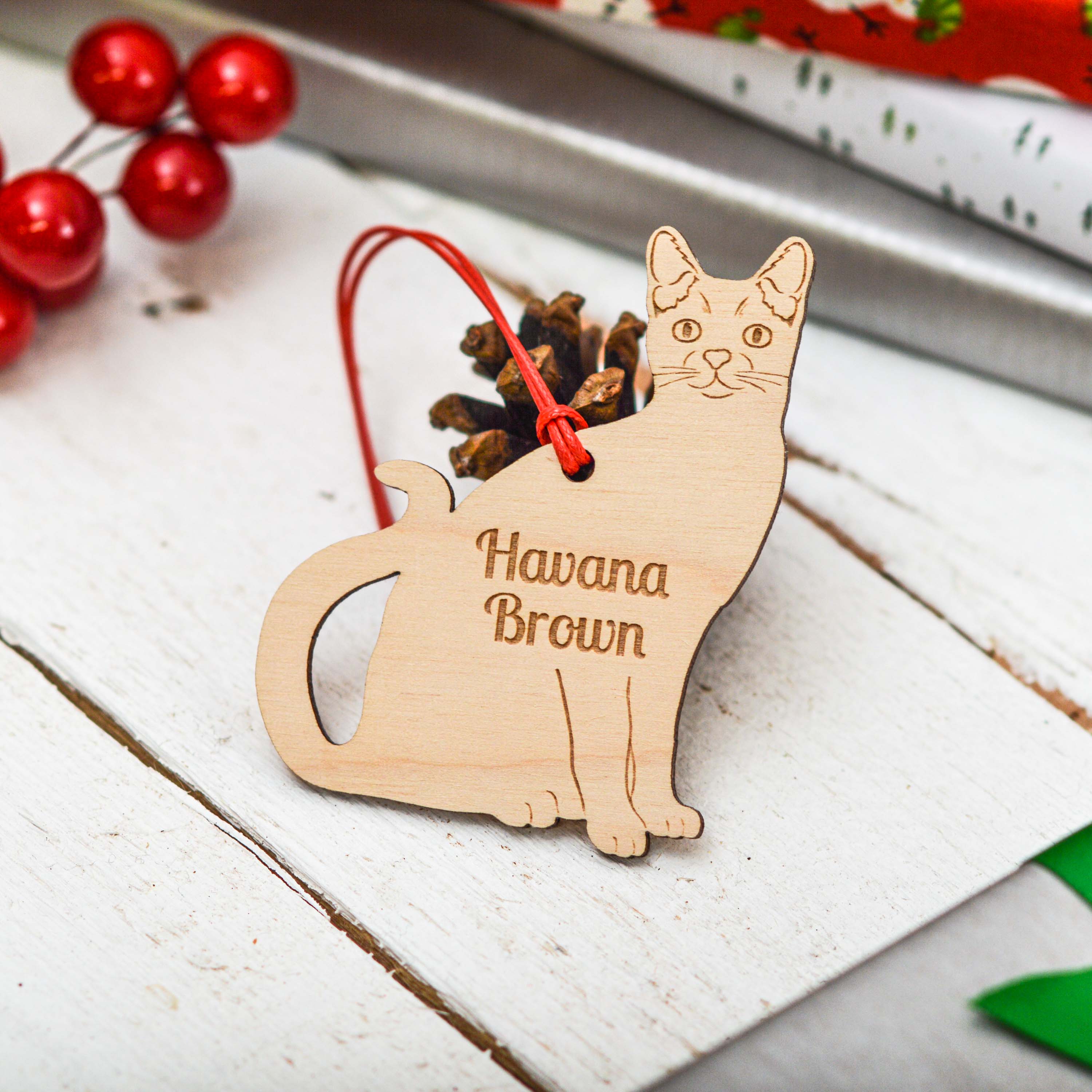 Personalised Havana Brown Cat Decoration