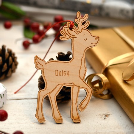 Personalised Wooden Reindeer Decoration