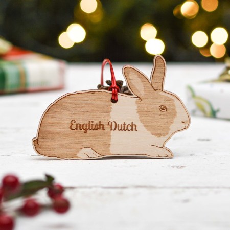 Personalised English Dutch Rabbit Decoration