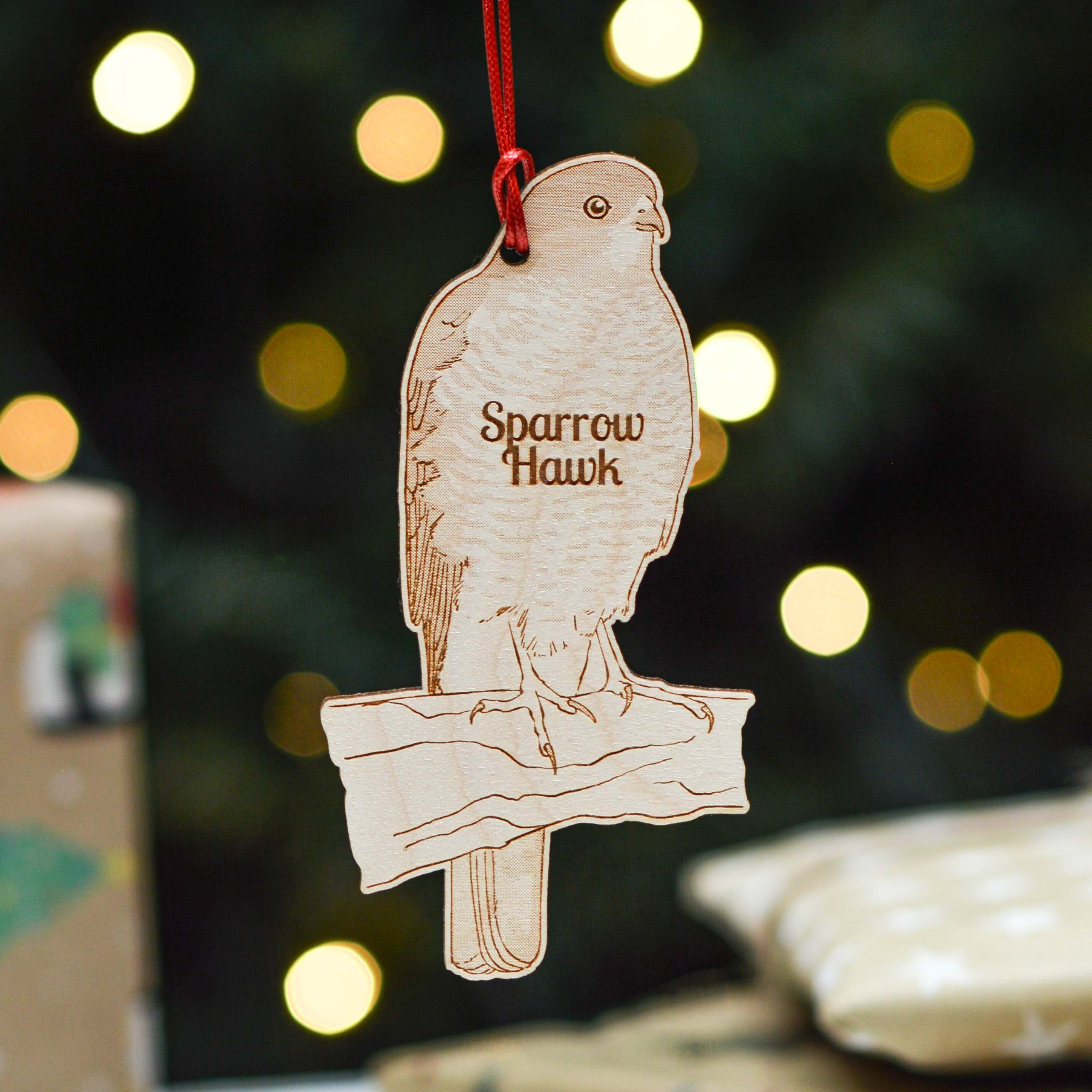 Personalised Sparrow Hawk Bird Decoration