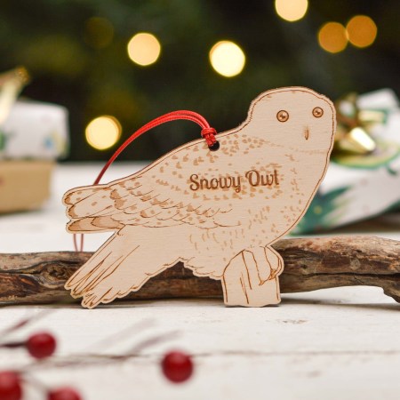 Personalised Snowy Owl Bird Decoration