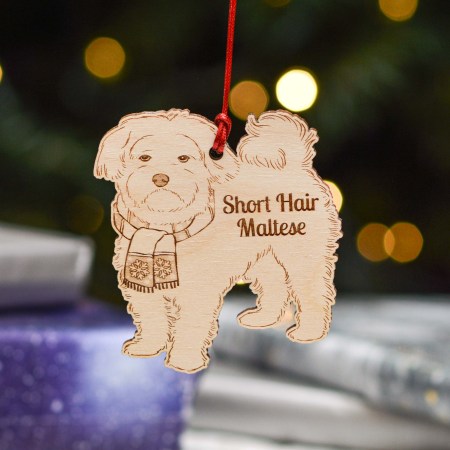Personalised Short Hair Maltese Dog Decoration