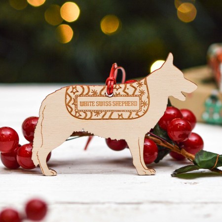 Personalised White Swiss Shepherd Dog Decoration