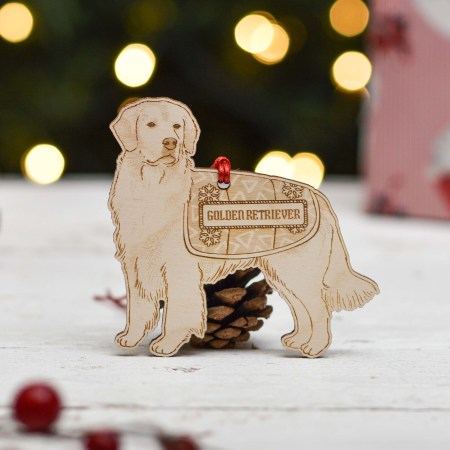 Personalised Golden Retriever Dog Decoration - Detailed