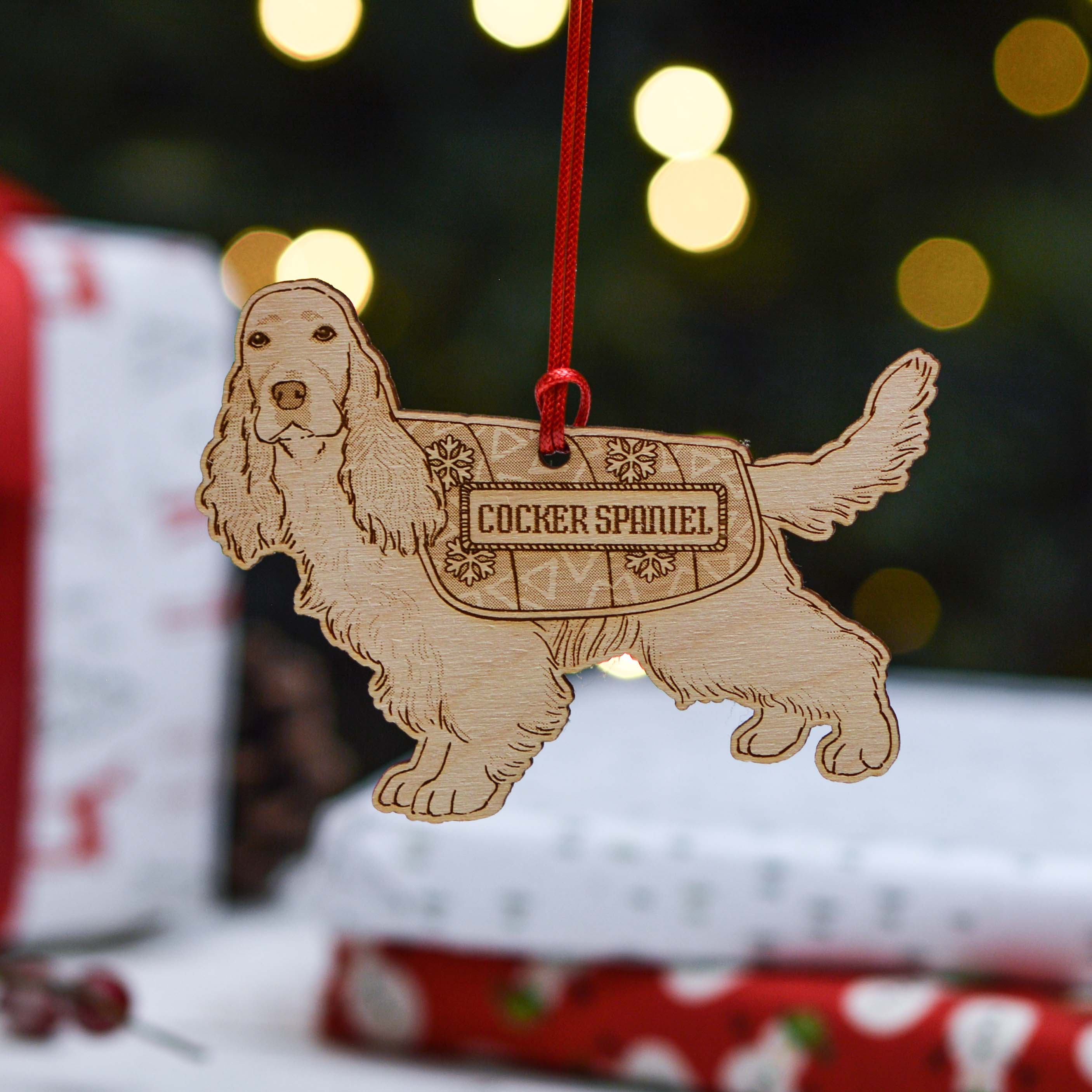 Personalised Cocker Spaniel Long Tail Dog Decoration - Detailed
