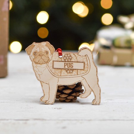 Personalised Pug Dog Decoration - Detailed
