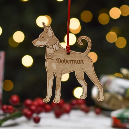 Personalised Doberman Dog - Long Tail Dog Decoration - Detailed
