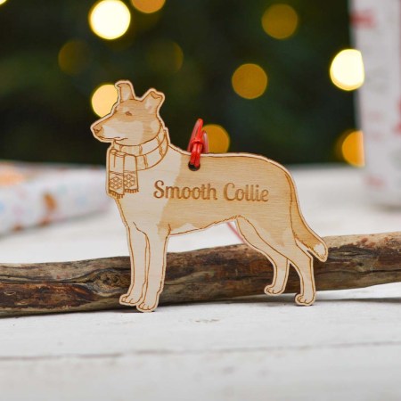 Personalised Smooth Collie Dog Decoration - Detailed