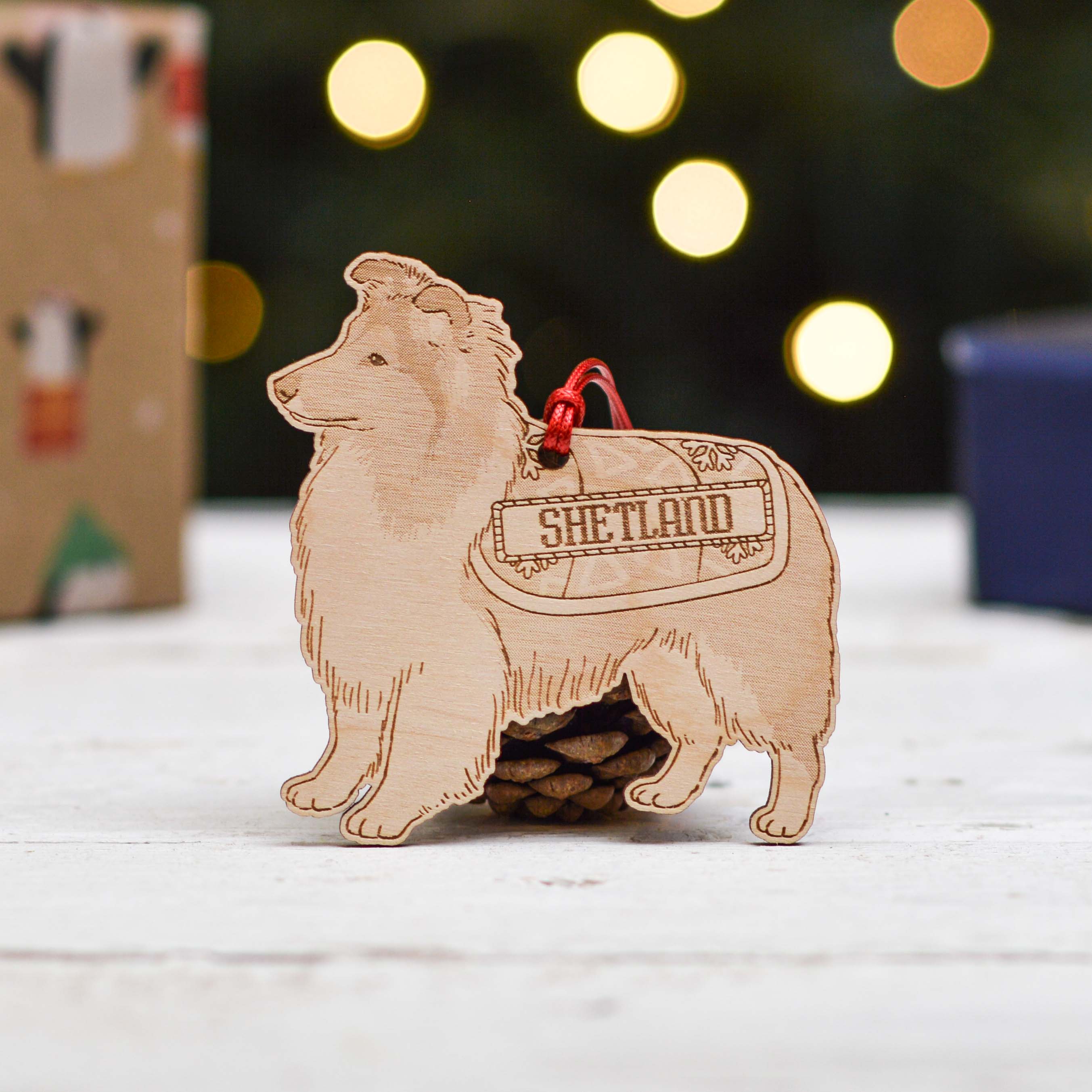 Personalised Shetland Sheepdog Dog Decoration - Detailed