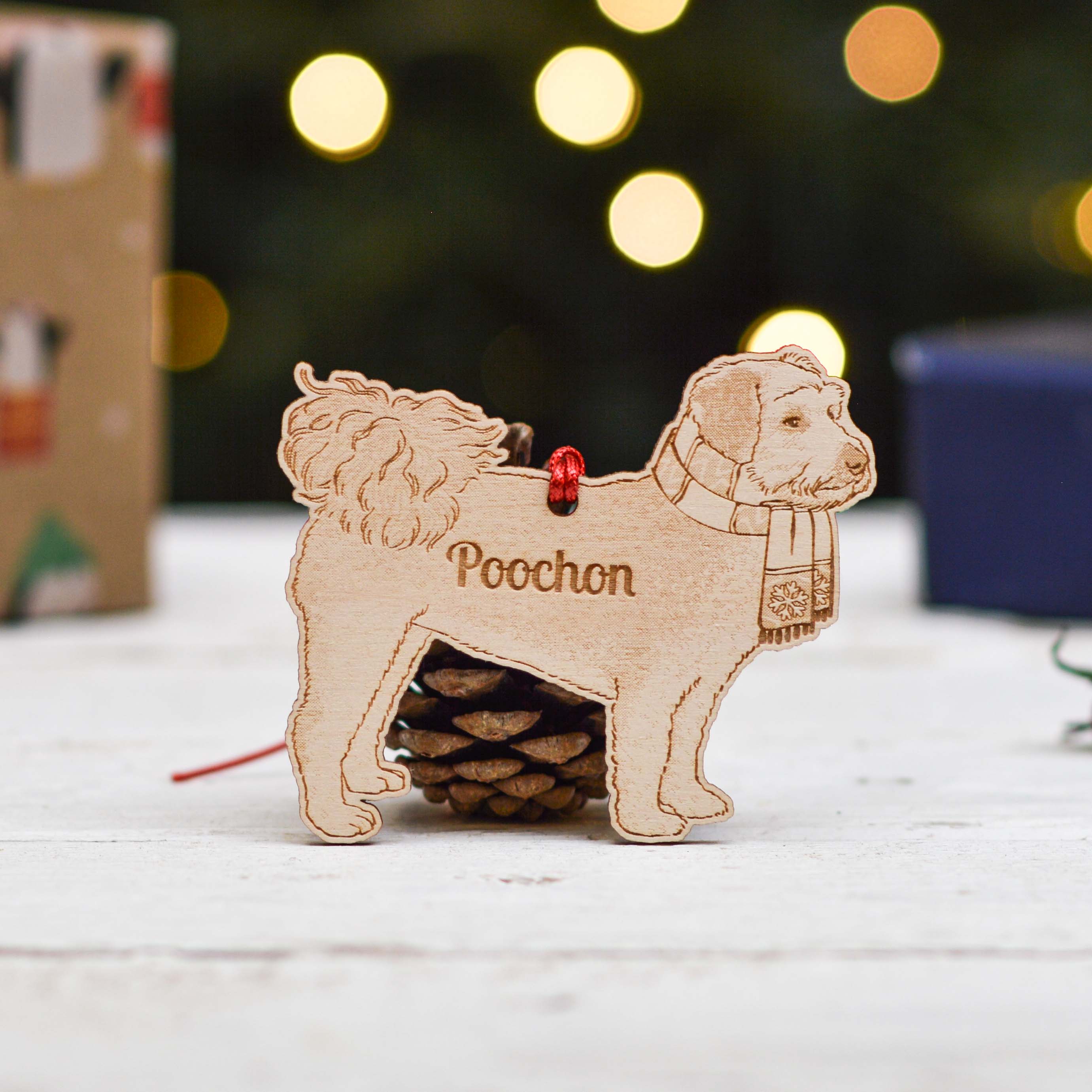 Personalised Poochon Dog Decoration - Detailed