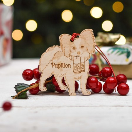 Personalised Papillon Dog Decoration - Detailed