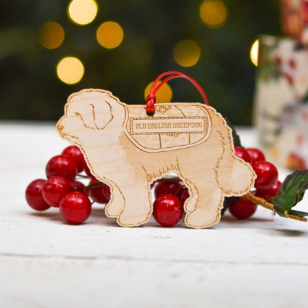 Personalised Old English Sheep Dog Decoration - Detailed