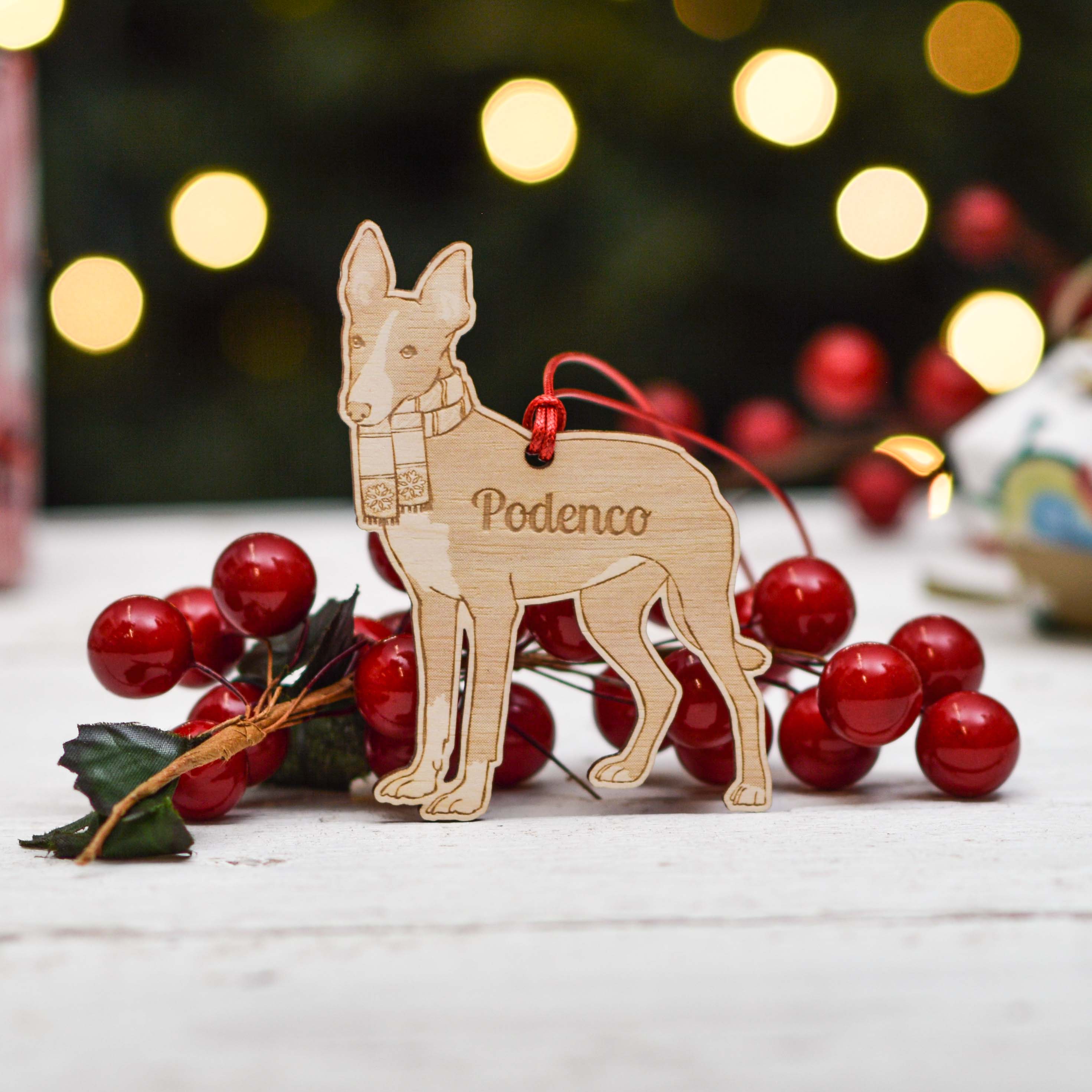 Personalised Podenco Dog Decoration - Detailed