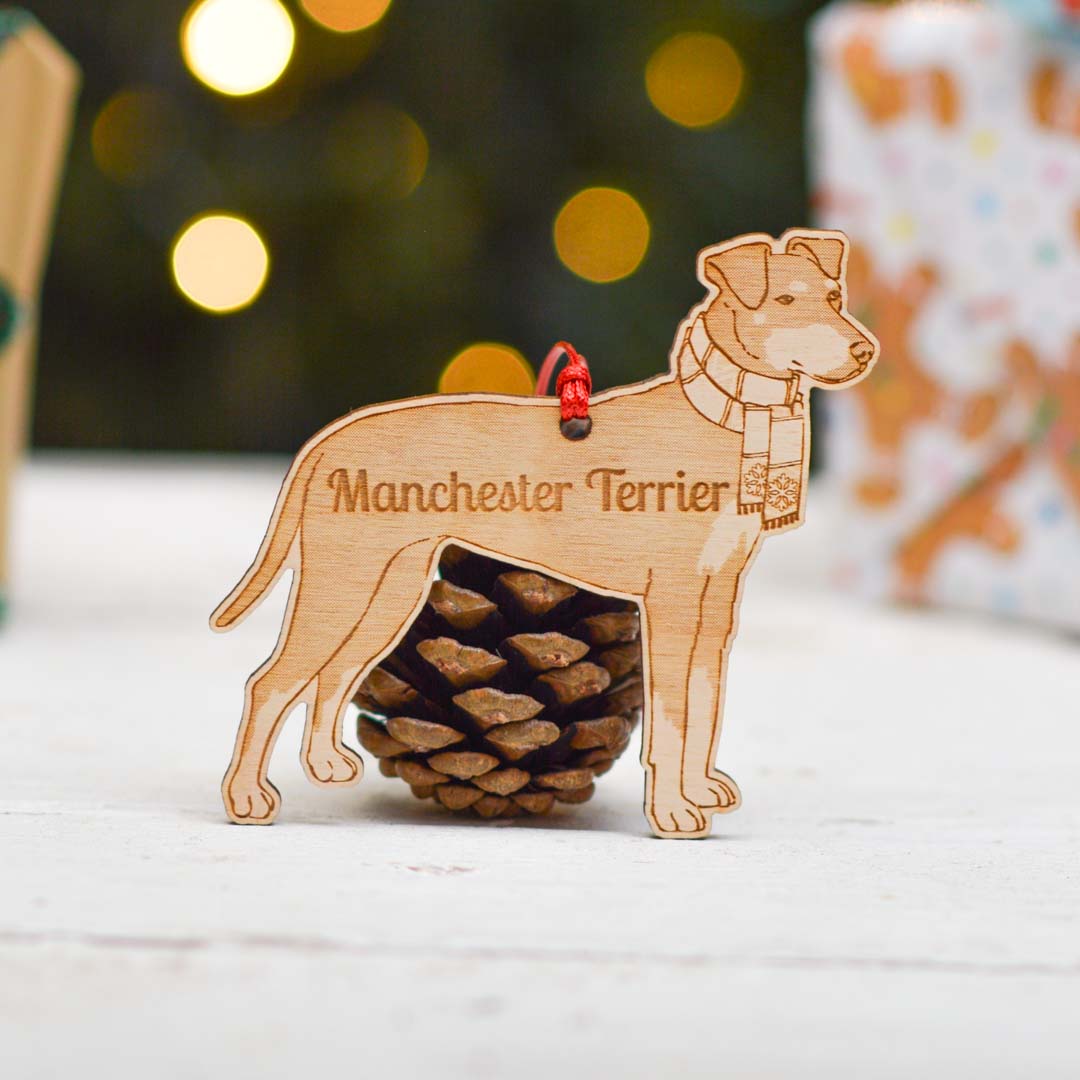 Personalised Manchester Terrier Dog Decoration - Detailed