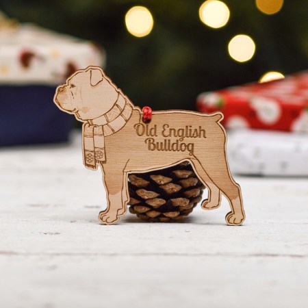 Personalised Old English Bulldog Dog Decoration - Detailed