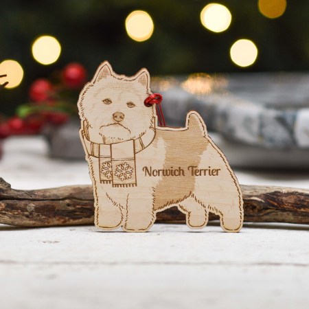 Personalised Norwich Terrier Dog Decoration - Detailed