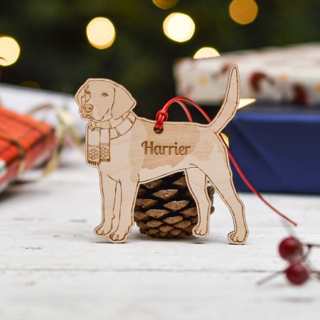 Personalised Harrier Dog Decoration - Detailed