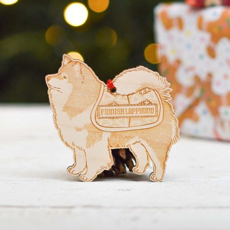 Personalised Finnish Lapphund Dog Decoration - Detailed