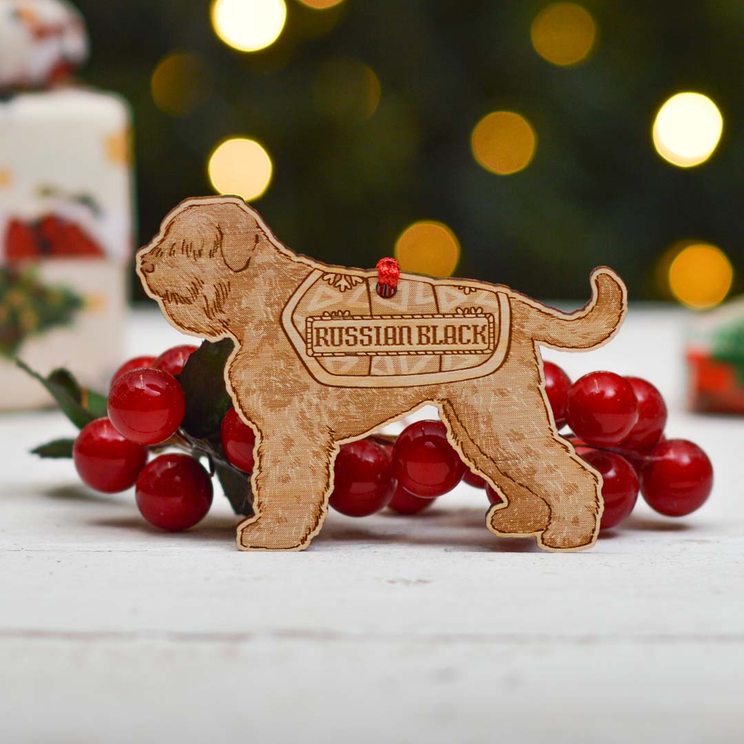 Personalised Russian Black Terrier Dog Decoration - Detailed