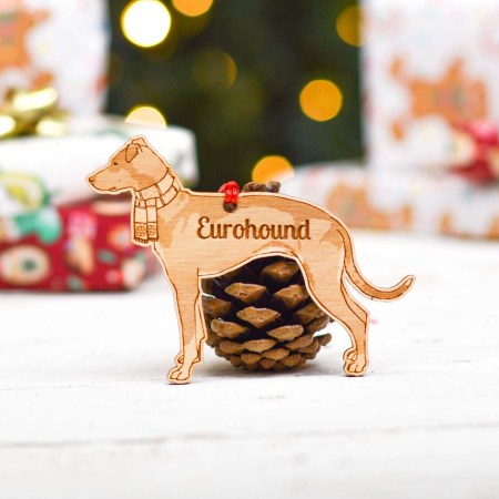 Personalised Eurohound Dog Decoration - Detailed
