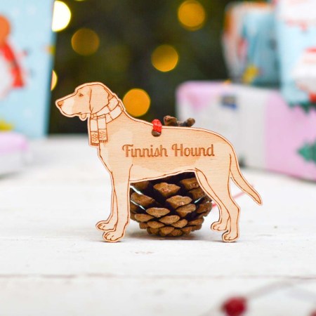 Personalised Finnish Hound Dog Decoration - Detailed