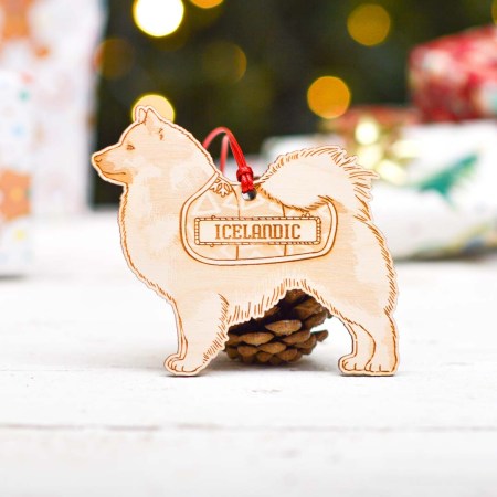 Personalised Icelandic Sheep Dog Decoration - Detailed