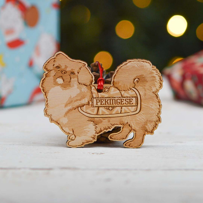 Personalised Pekingese 2 Dog Decoration - Detailed