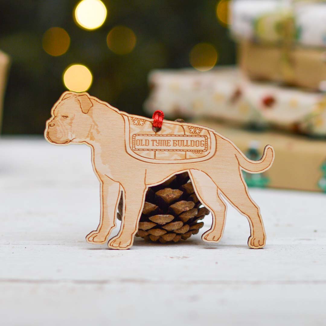 Personalised Old Tyme Bulldog Dog Decoration - Detailed