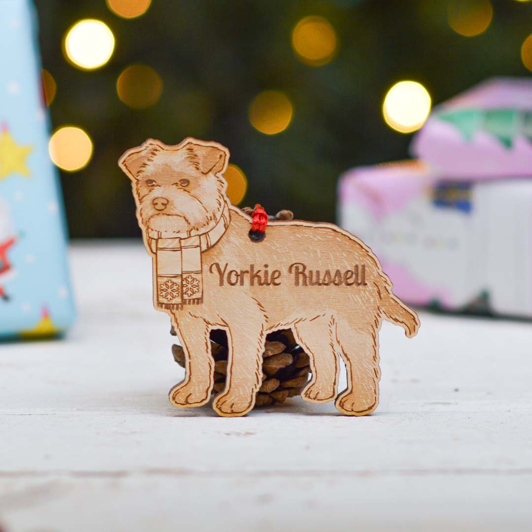 Personalised Yorkie Russell Dog Decoration - Detailed