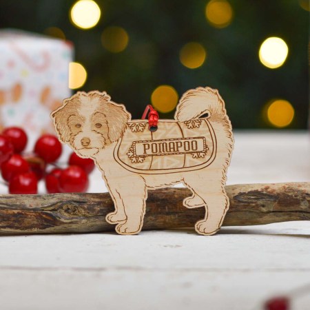 Personalised Pomapoo Dog Decoration - Detailed