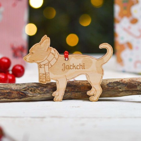 Personalised Jackchi Dog Decoration - Detailed