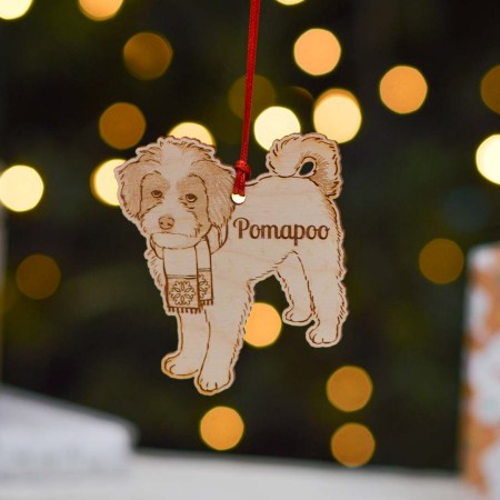 Personalised Pomapoo 2 Dog Decoration - Detailed
