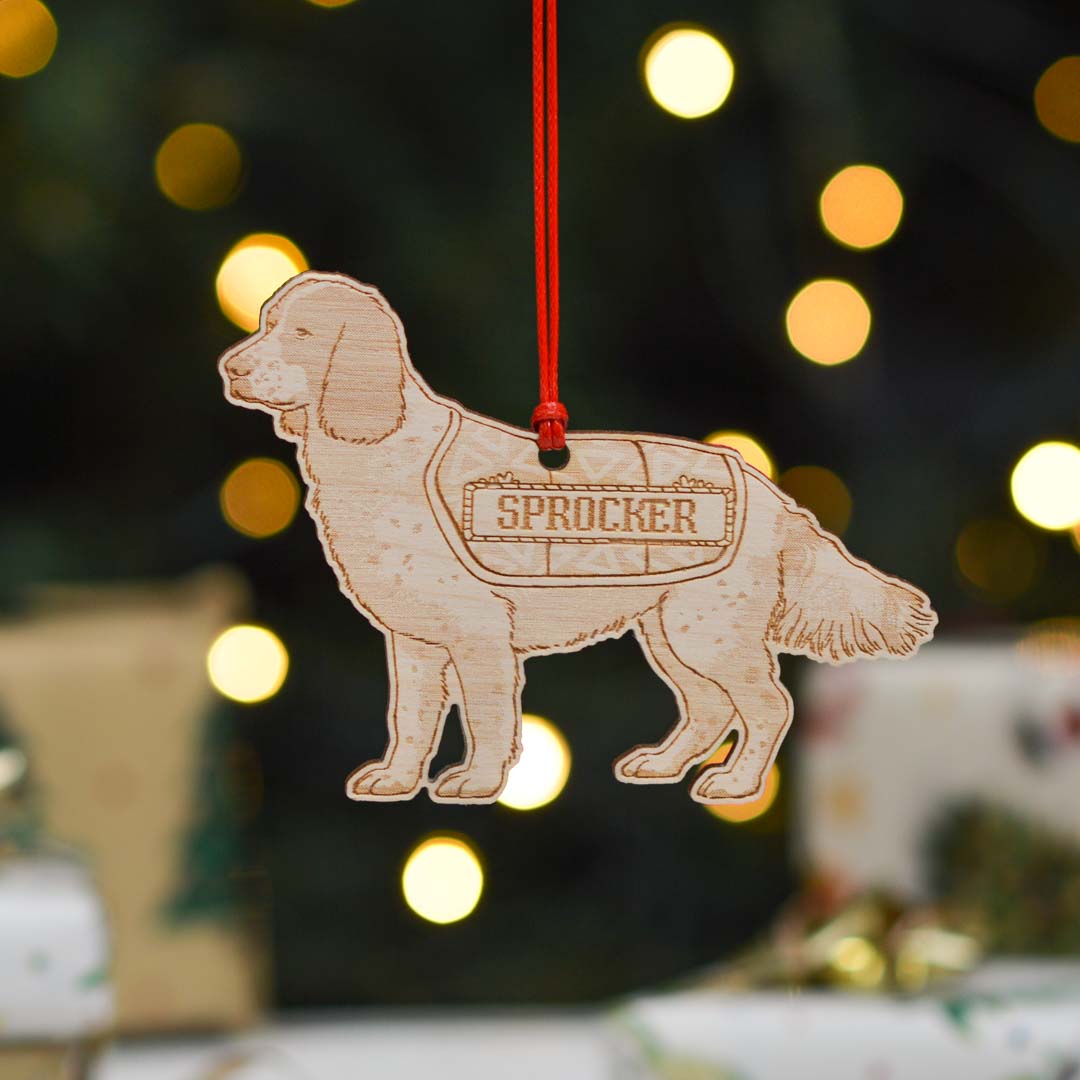 Personalised Sprocker Dog Decoration - Detailed