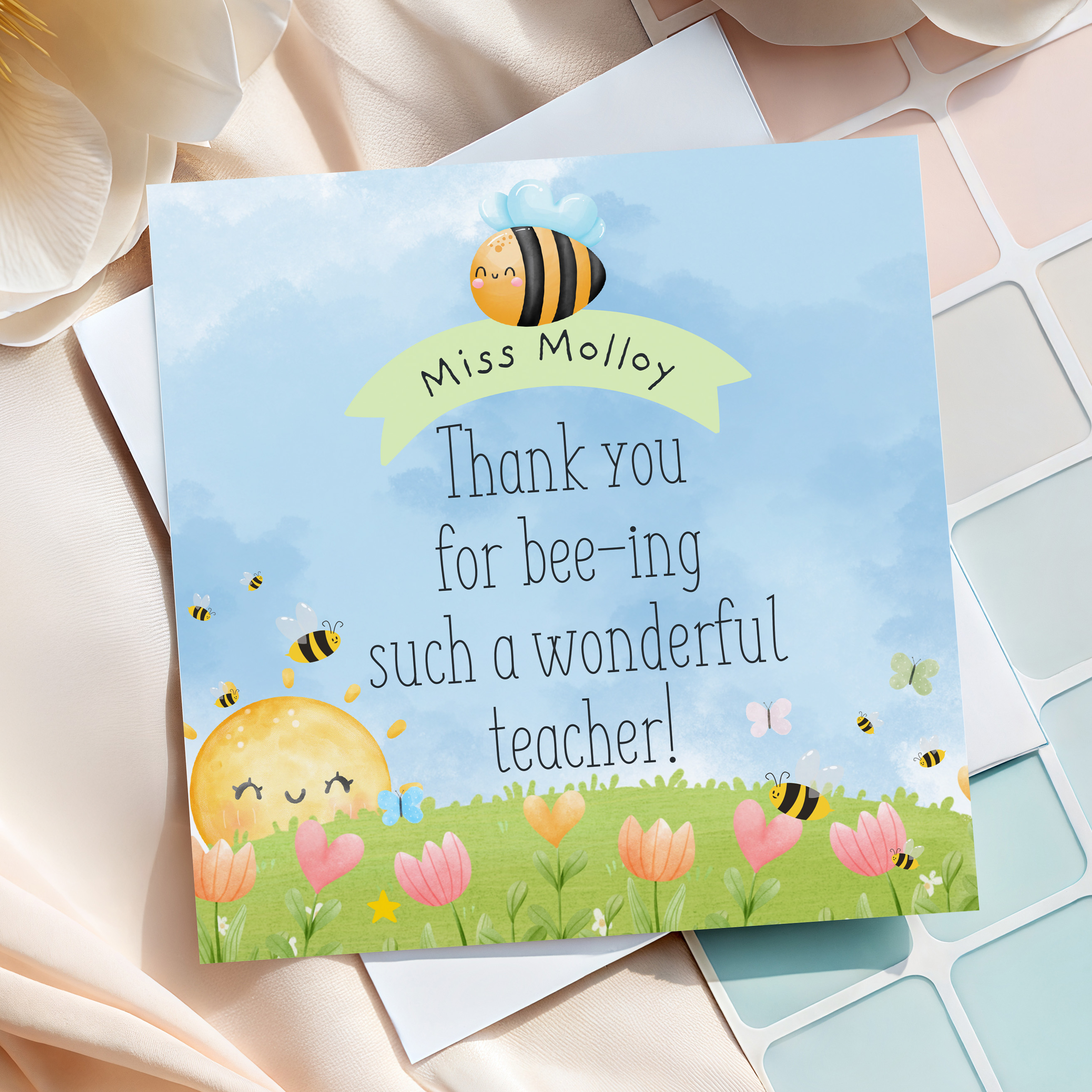 Personalised Thank you for bee-ing a wonderful teacher Card
