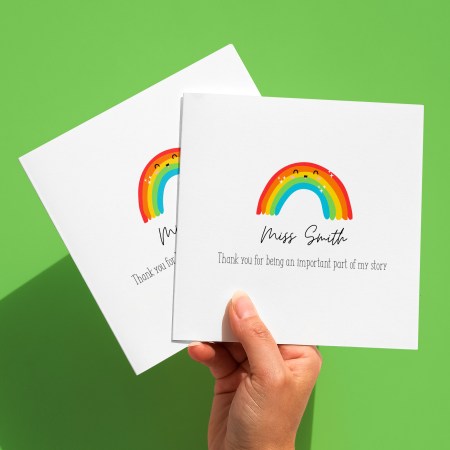 Personalised Rainbow Important part of my story Teacher Card