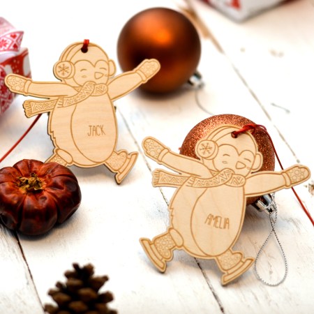 Personalised Ice Skating Penguin Decoration