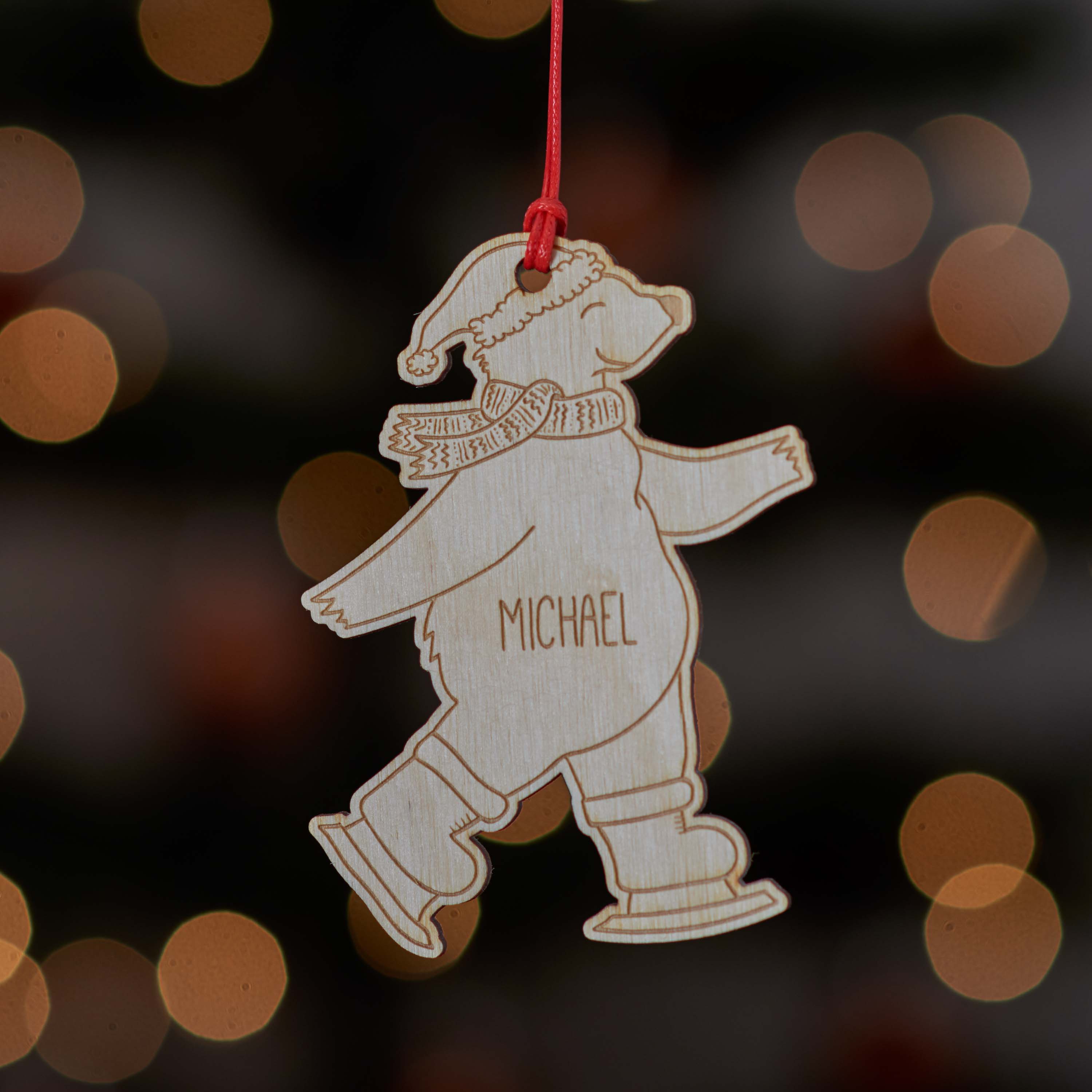 Personalised Ice Skating Polar Bear Decoration