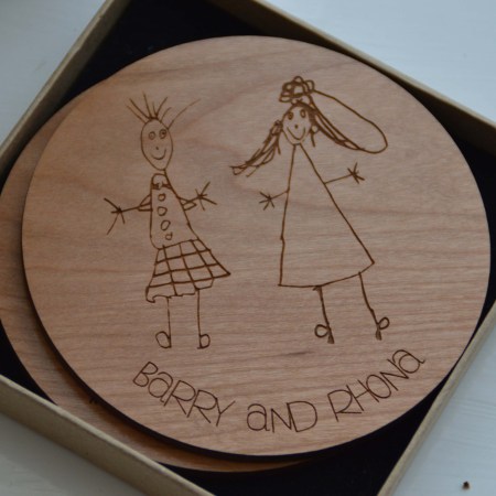 Personalised Child's Drawing Coaster x 2