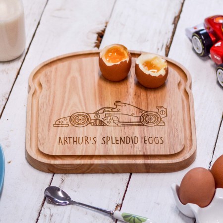 Personalised Breakfast Egg Board - Racing Car